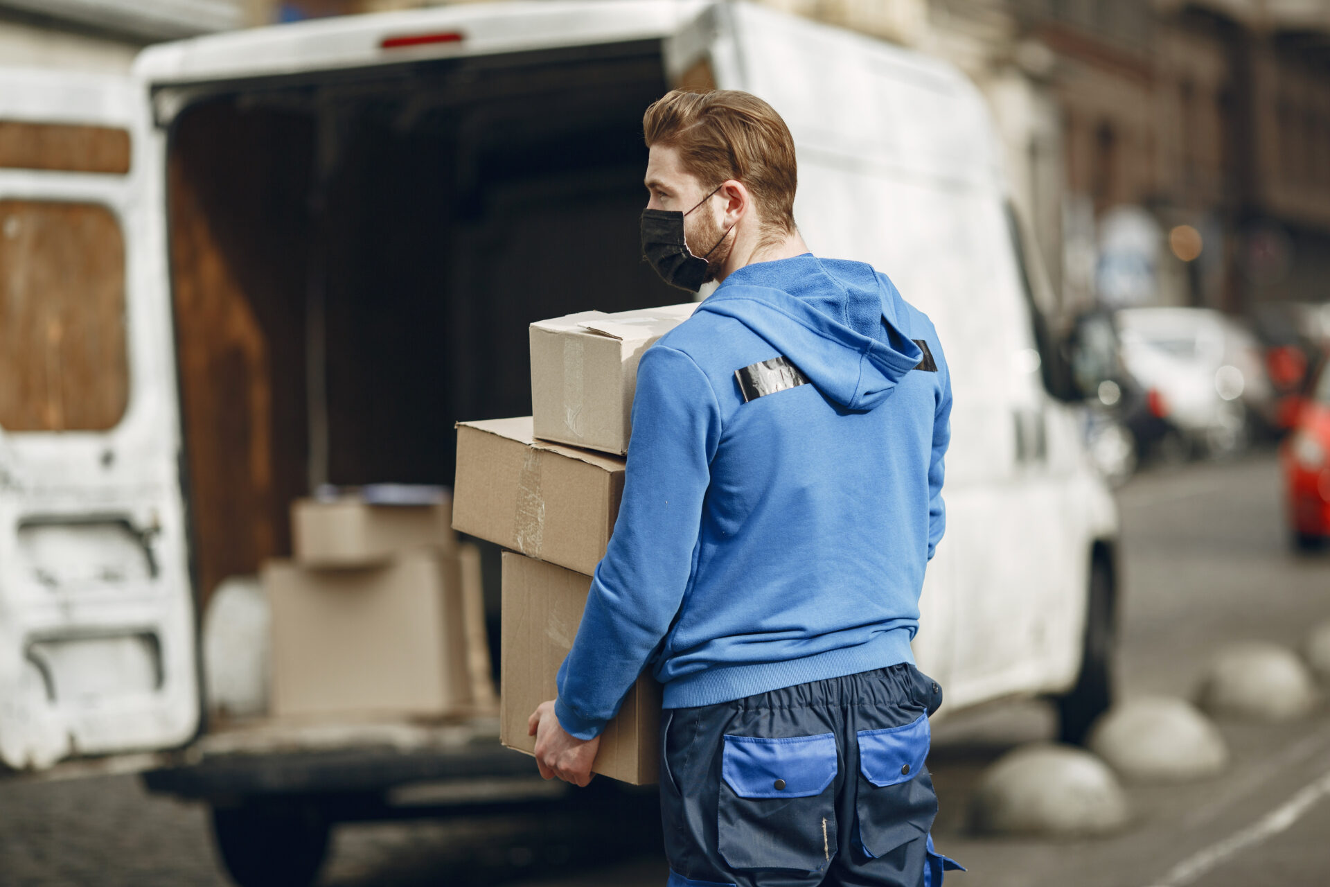 Delivery man with packages